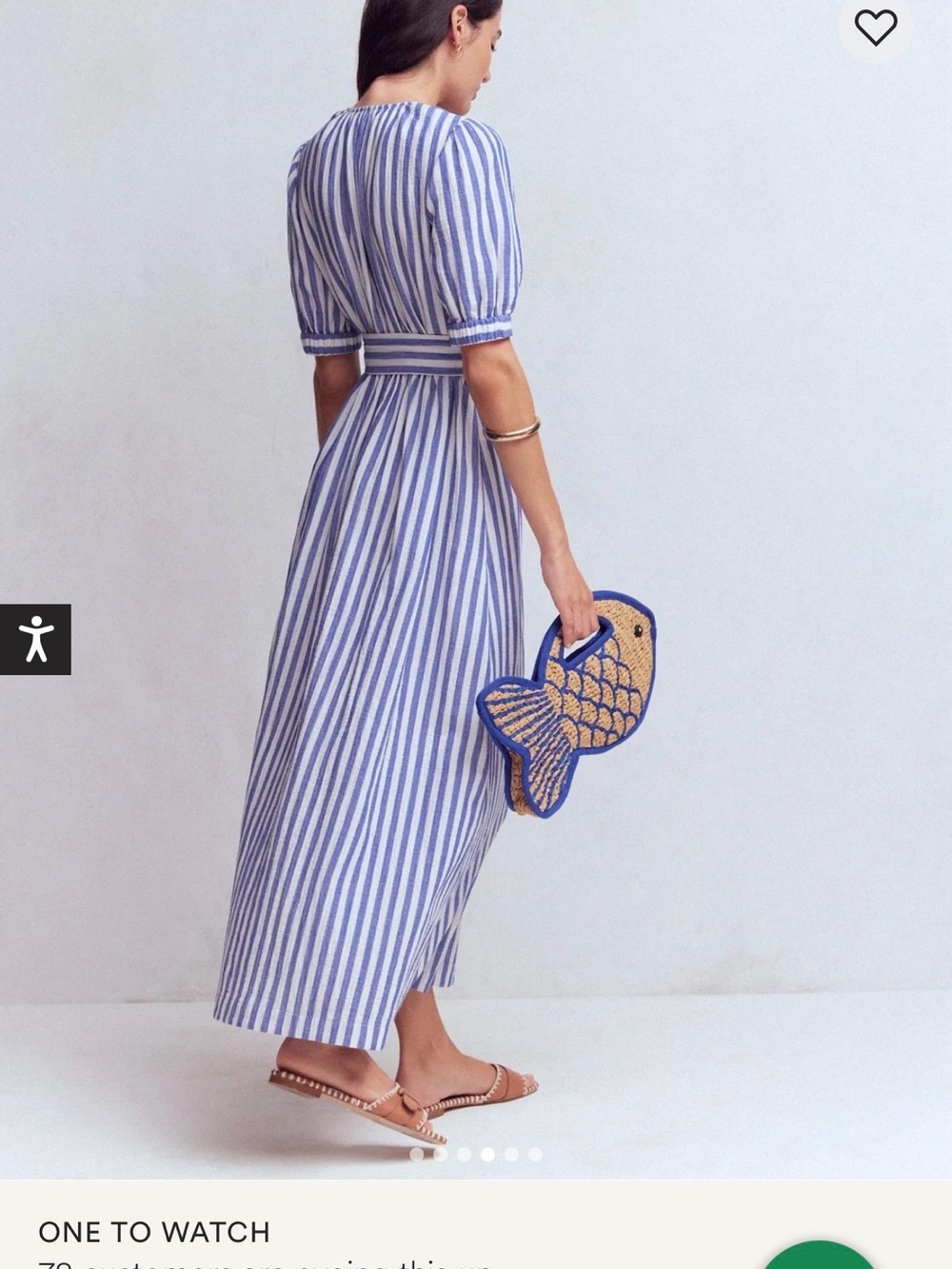 NWT Boden Double Cloth Striped V-Neck Midi Dress - Picture 4 of 5